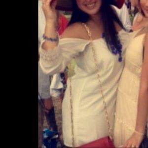 Tobi strapless, cold shoulder mini dress